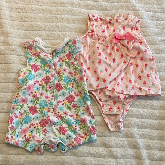 Adorable Floral and Ice Cream Print Baby Rompers - Picture 1 of 5